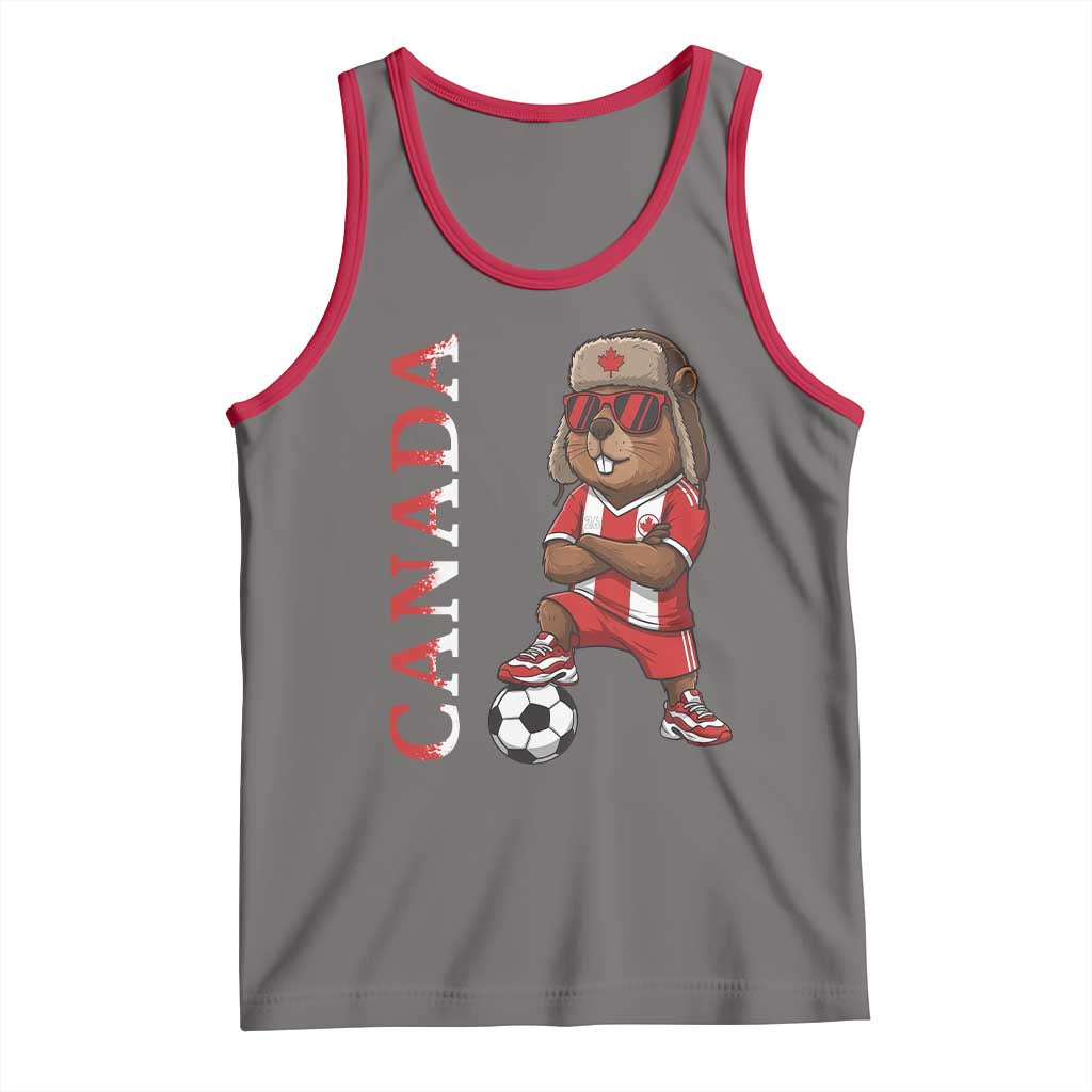 Proud Canada Soccer Beaver Tank Top Funny Football Fan Gift TS12 Deep Heather Red Print Your Wear