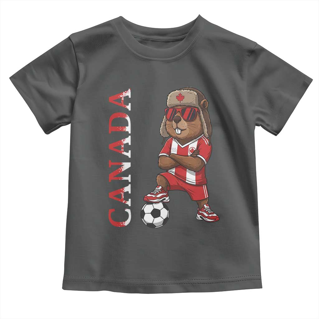Proud Canada Soccer Beaver Toddler T Shirt Funny Football Fan Gift TS12 Dark Heather Print Your Wear