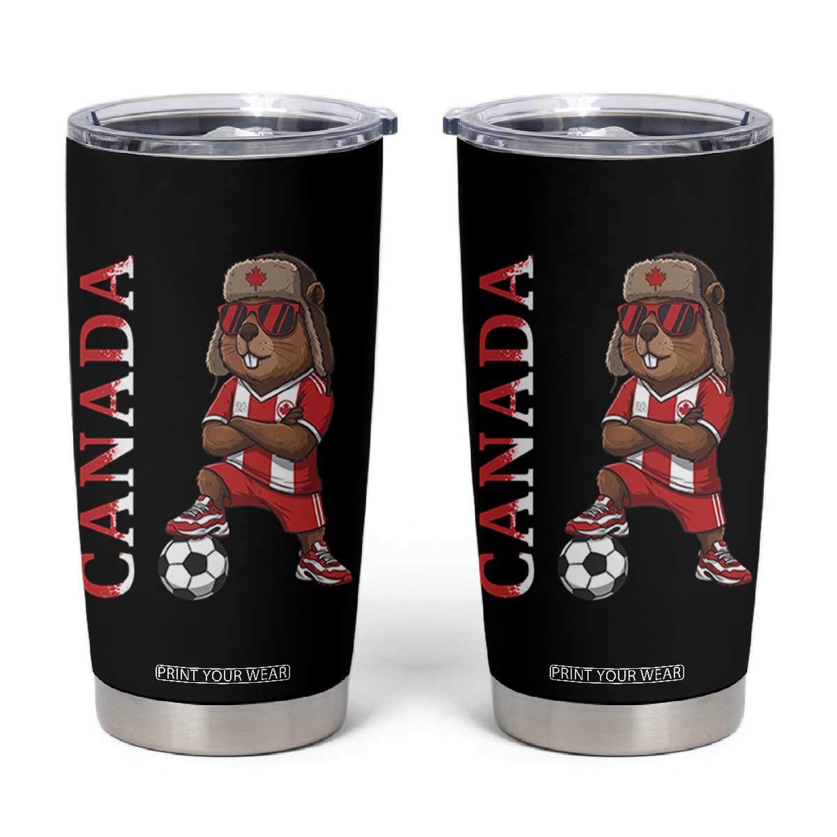 Proud Canada Soccer Beaver Tumbler Cup Funny Football Fan Gift TS12 Black Print Your Wear