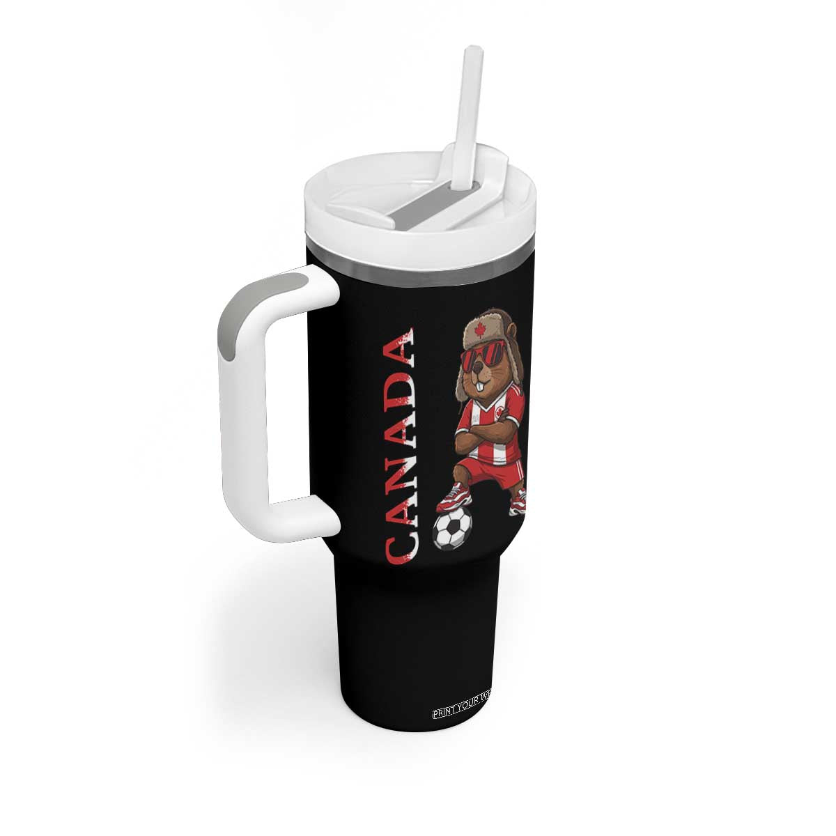 Proud Canada Soccer Beaver Tumbler With Handle Funny Football Fan Gift TS12 Print Your Wear