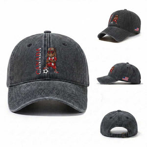 Proud Canada Soccer Beaver Washed Cotton Baseball Cap Funny Football Fan Gift TS12 Washed Cap Universal Fit Dark Gray Print Your Wear