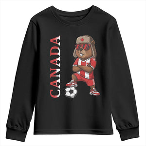 Proud Canada Soccer Beaver Youth Sweatshirt Funny Football Fan Gift TS12 Black Print Your Wear