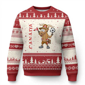 Proud Canada Soccer Moose Ugly Christmas Sweater Canadian Football Fan TS12 Beige Red Print Your Wear