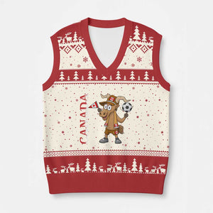 Proud Canada Soccer Moose V-Neck Knit Sweater Vest Canadian Football Fan TS12 Beige Red Print Your Wear