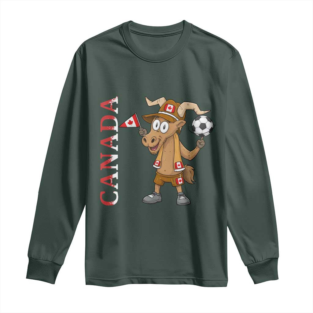 Proud Canada Soccer Moose Long Sleeve Shirt Canadian Football Fan TS12 Dark Forest Green Print Your Wear