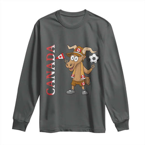 Proud Canada Soccer Moose Long Sleeve Shirt Canadian Football Fan TS12 Dark Heather Print Your Wear