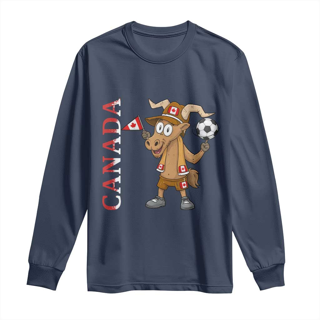 Proud Canada Soccer Moose Long Sleeve Shirt Canadian Football Fan TS12 Navy Print Your Wear