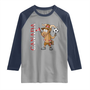 Proud Canada Soccer Moose Raglan Shirt Canadian Football Fan TS12 Sport Gray Navy Print Your Wear