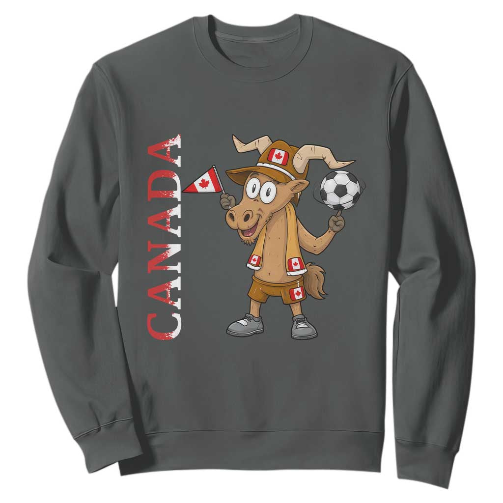 Proud Canada Soccer Moose Sweatshirt Canadian Football Fan TS12 Dark Heather Print Your Wear