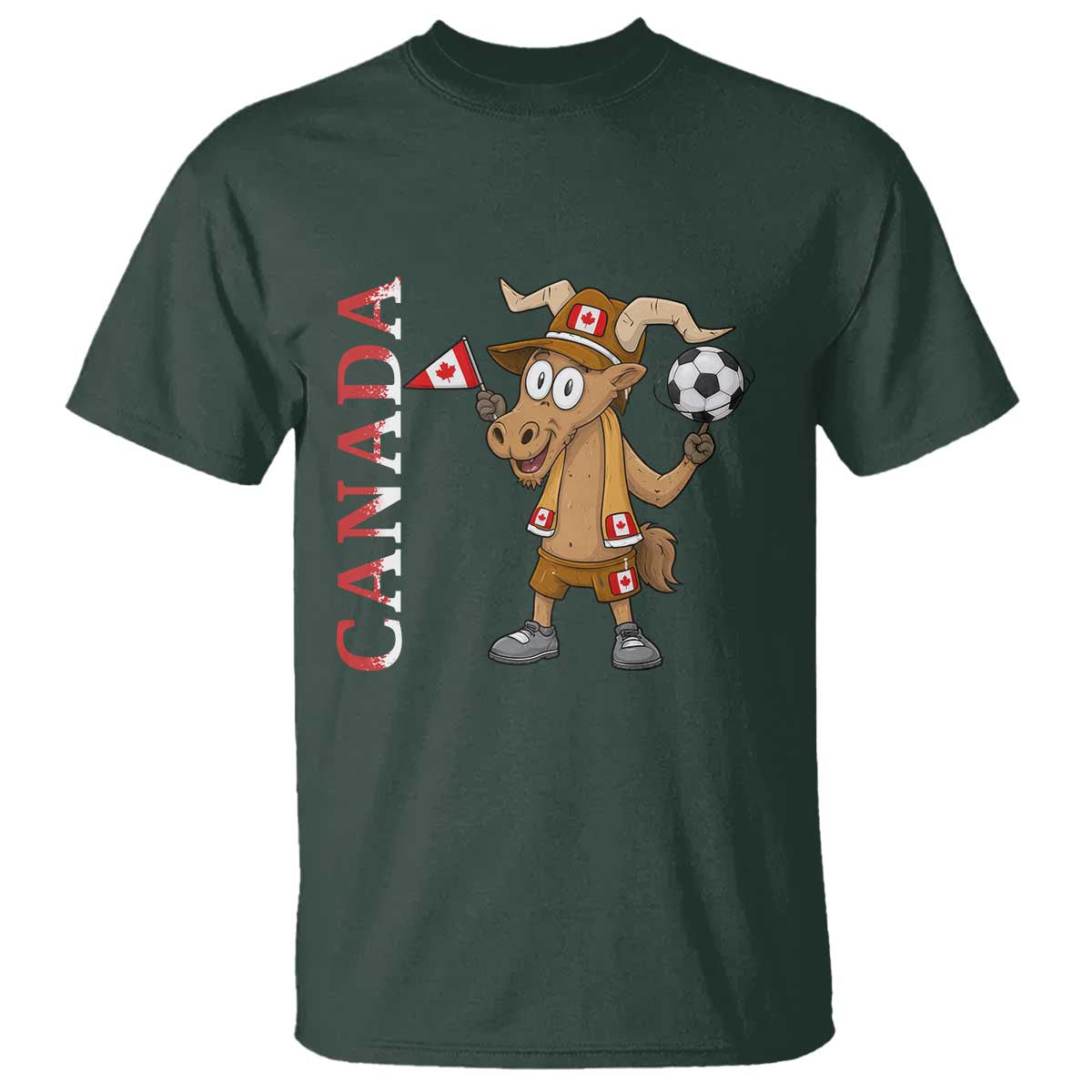 Proud Canada Soccer Moose T Shirt Canadian Football Fan TS12 Dark Forest Green Print Your Wear