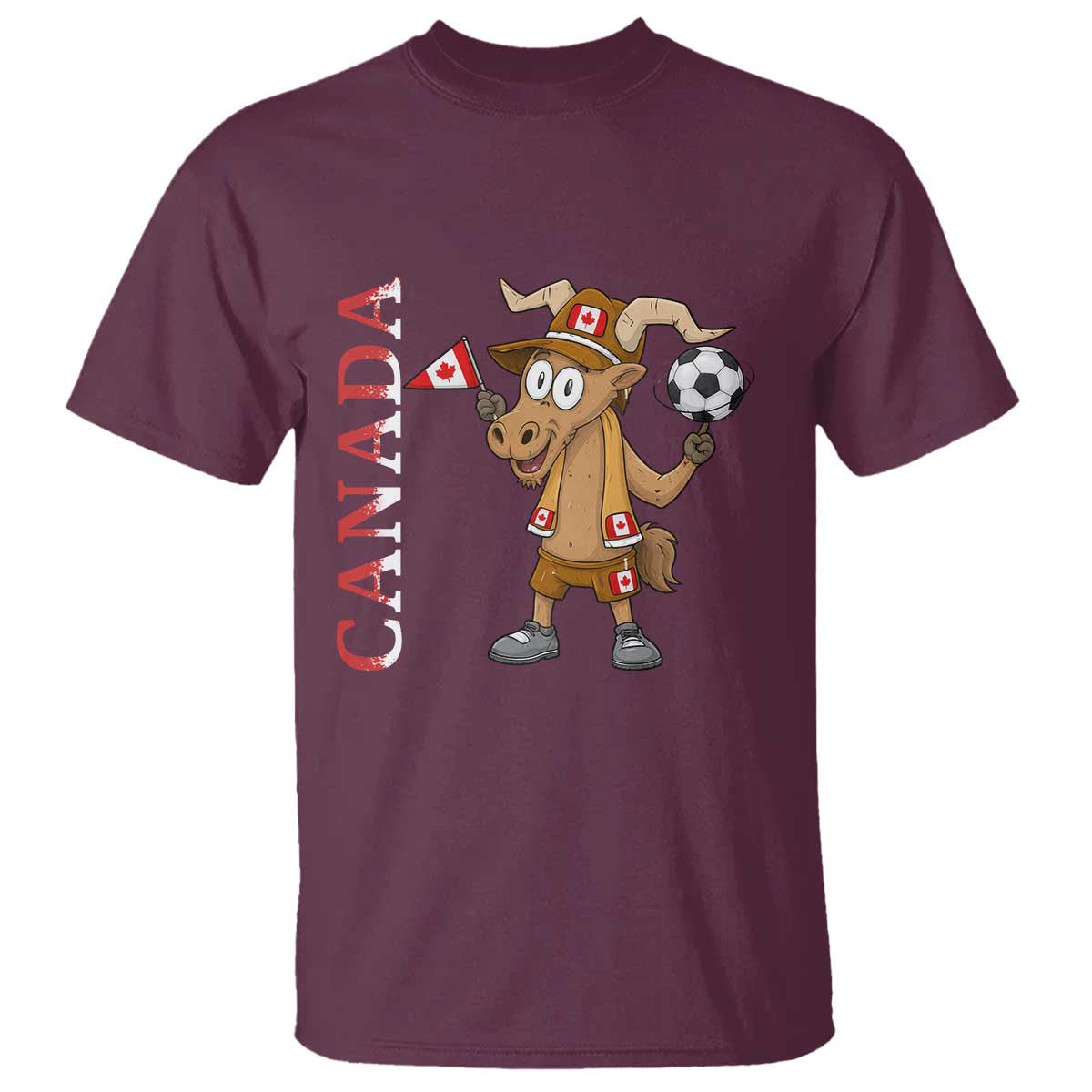 Proud Canada Soccer Moose T Shirt Canadian Football Fan TS12 Maroon Print Your Wear