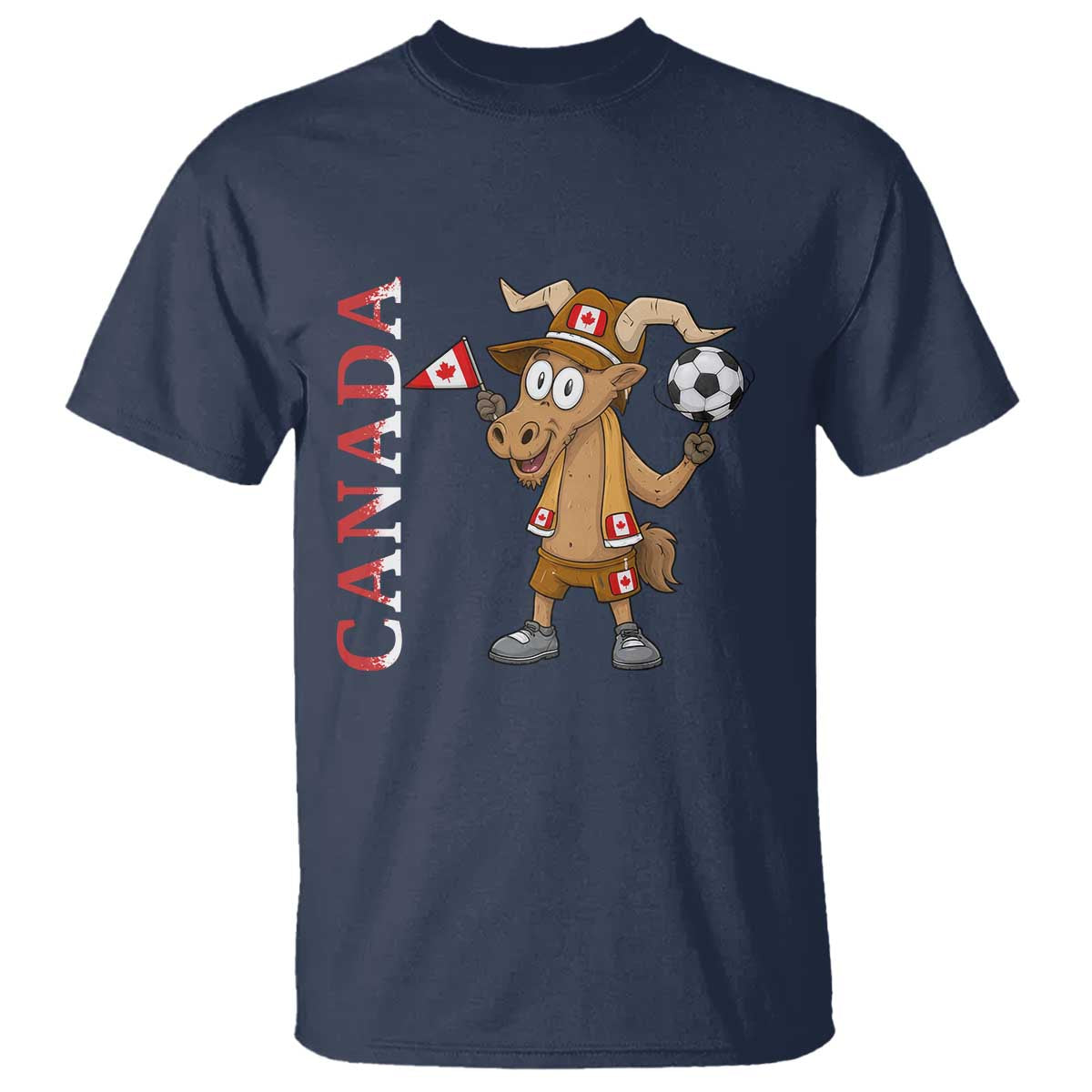 Proud Canada Soccer Moose T Shirt Canadian Football Fan TS12 Navy Print Your Wear