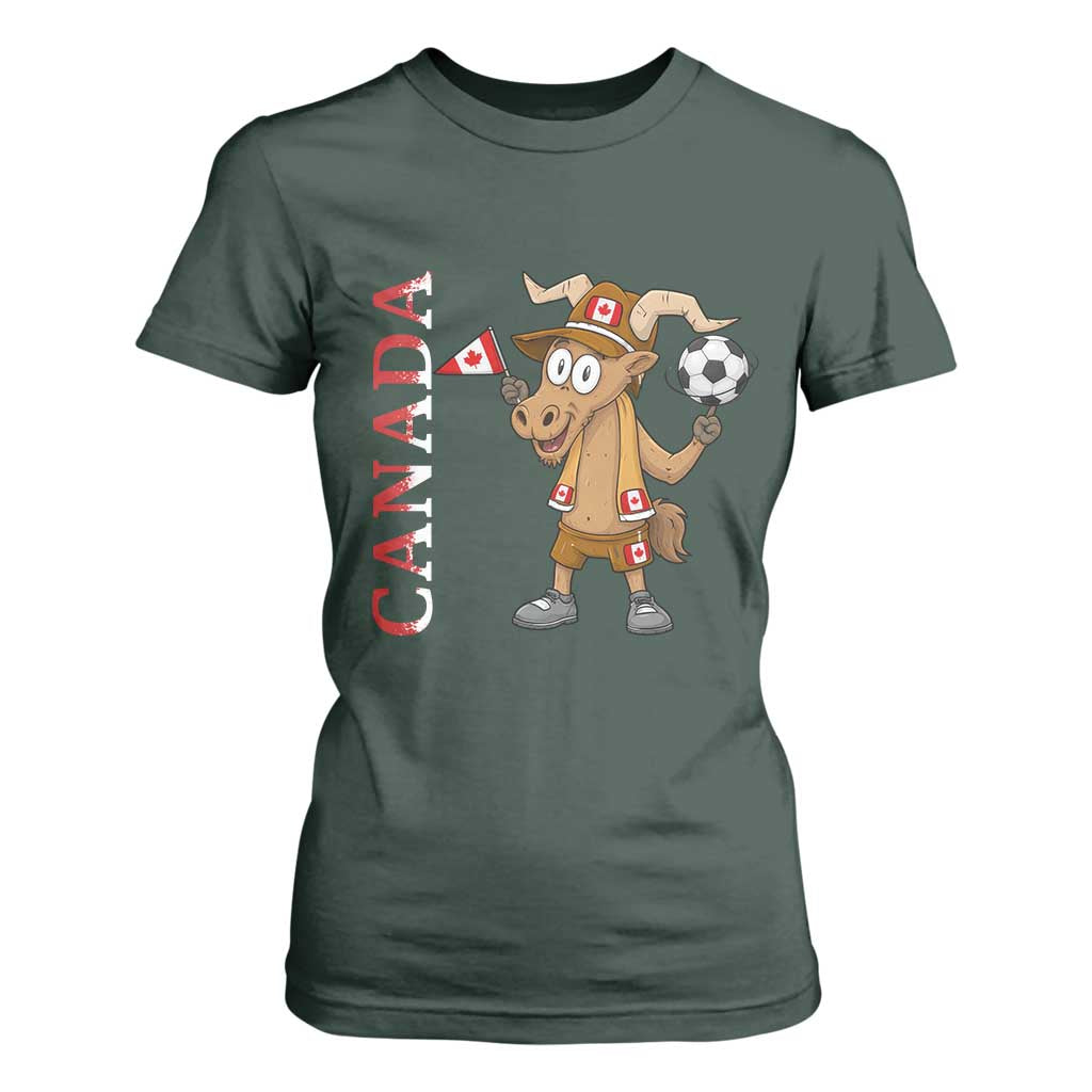 Proud Canada Soccer Moose T Shirt For Women Canadian Football Fan TS12 Dark Forest Green Print Your Wear