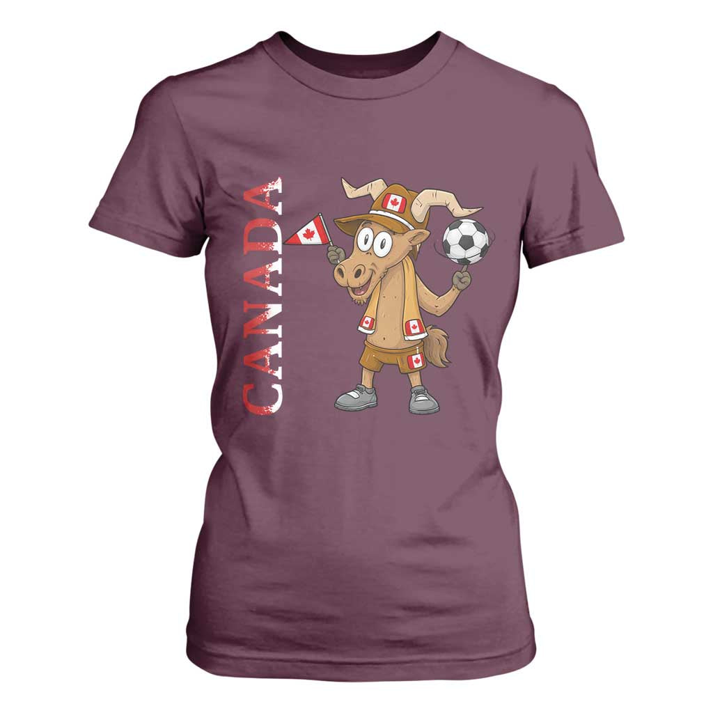 Proud Canada Soccer Moose T Shirt For Women Canadian Football Fan TS12 Maroon Print Your Wear