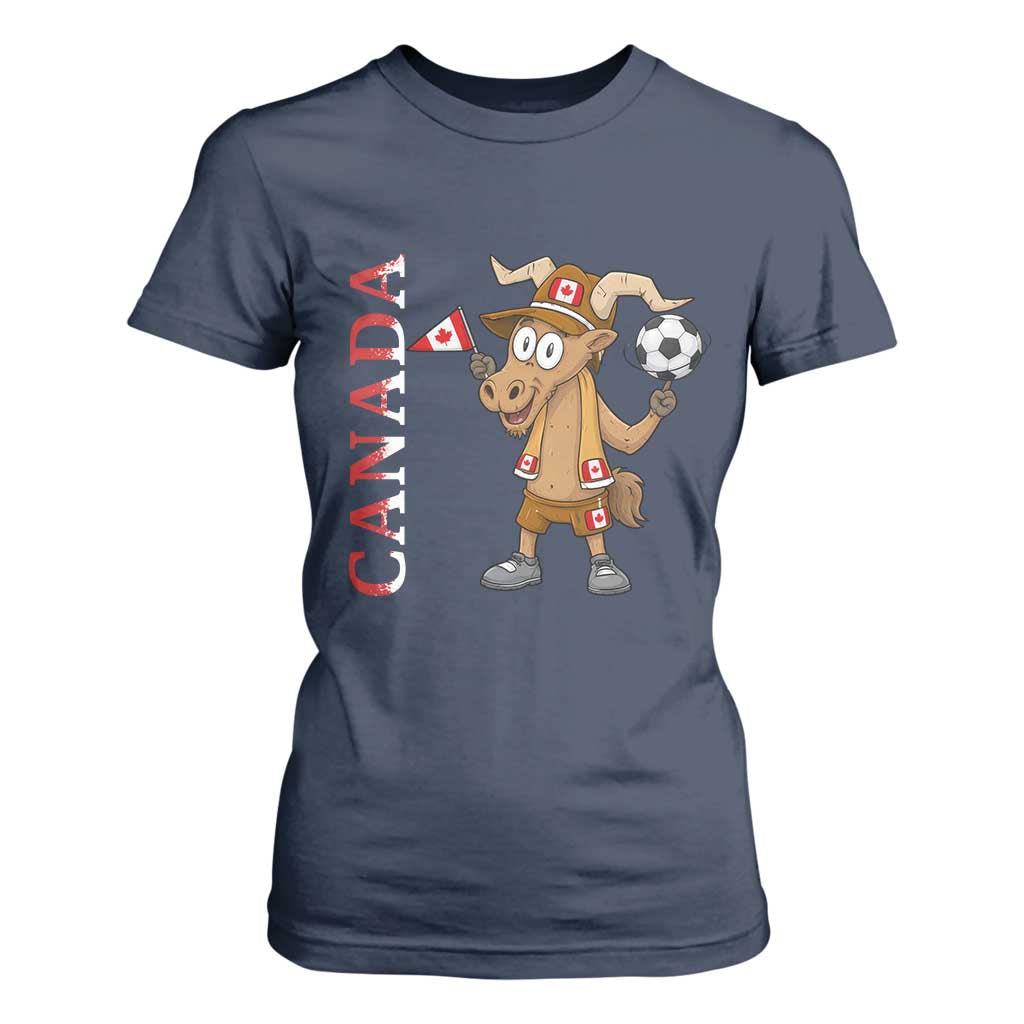 Proud Canada Soccer Moose T Shirt For Women Canadian Football Fan TS12 Navy Print Your Wear
