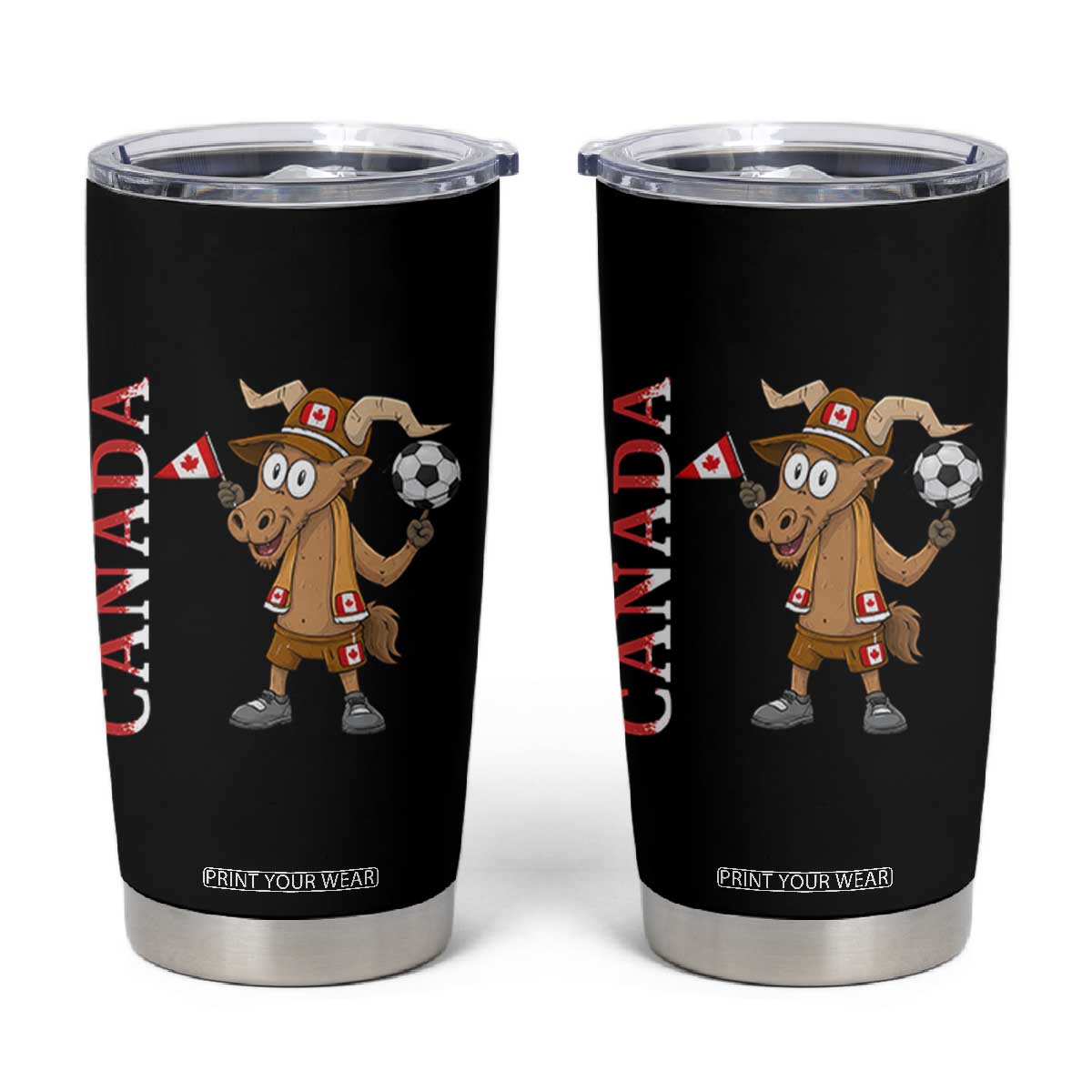 Proud Canada Soccer Moose Tumbler Cup Canadian Football Fan TS12 Black Print Your Wear