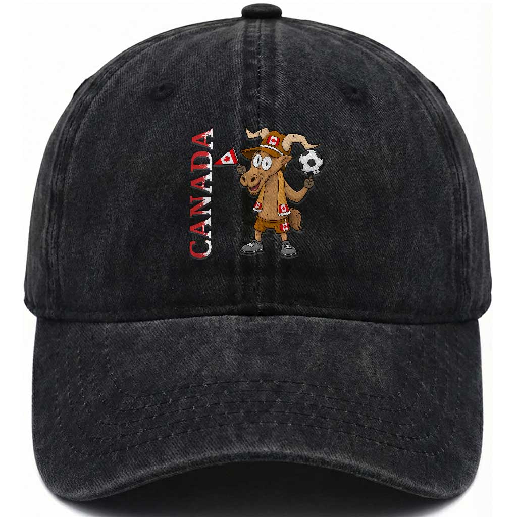 Proud Canada Soccer Moose Washed Cotton Baseball Cap Canadian Football Fan TS12 Print Your Wear