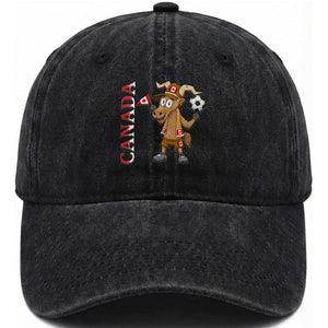 Proud Canada Soccer Moose Washed Cotton Baseball Cap Canadian Football Fan TS12 Print Your Wear