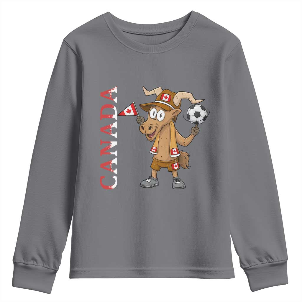 Proud Canada Soccer Moose Youth Sweatshirt Canadian Football Fan TS12 Charcoal Print Your Wear
