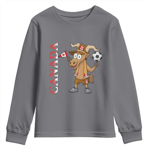 Proud Canada Soccer Moose Youth Sweatshirt Canadian Football Fan TS12 Charcoal Print Your Wear