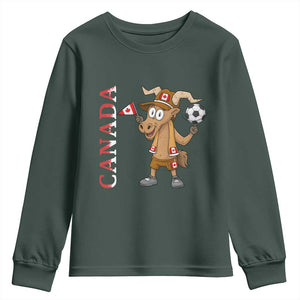 Proud Canada Soccer Moose Youth Sweatshirt Canadian Football Fan TS12 Dark Forest Green Print Your Wear