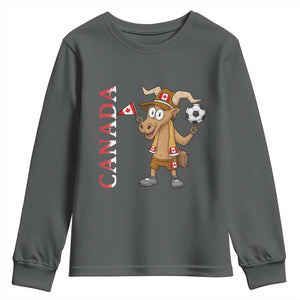 Proud Canada Soccer Moose Youth Sweatshirt Canadian Football Fan TS12 Dark Heather Print Your Wear