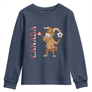 Proud Canada Soccer Moose Youth Sweatshirt Canadian Football Fan TS12 Navy Print Your Wear