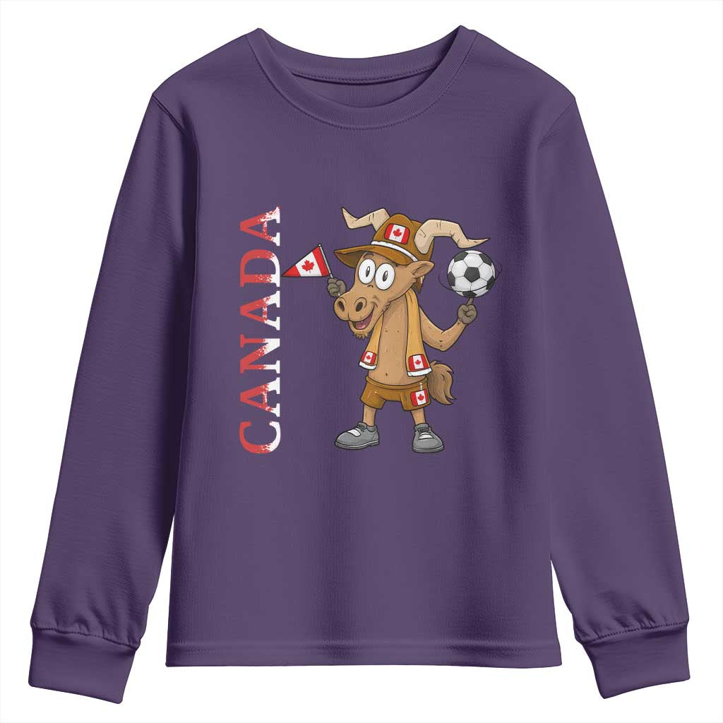 Proud Canada Soccer Moose Youth Sweatshirt Canadian Football Fan TS12 Purple Print Your Wear