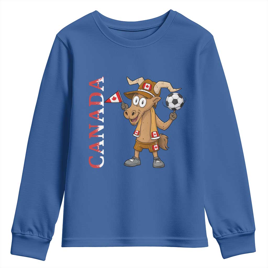 Proud Canada Soccer Moose Youth Sweatshirt Canadian Football Fan TS12 Royal Blue Print Your Wear
