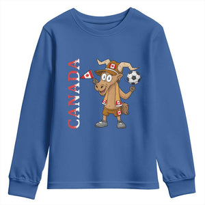 Proud Canada Soccer Moose Youth Sweatshirt Canadian Football Fan TS12 Royal Blue Print Your Wear