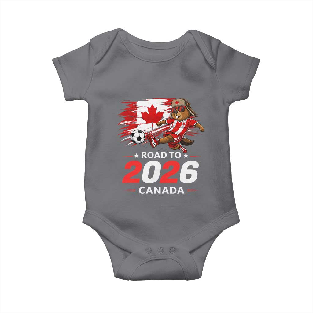 Proud Canada Soccer Beaver Baby Onesie Road To 2026 TS12 Charcoal Print Your Wear