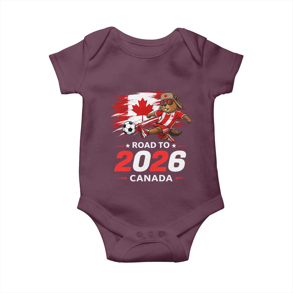 Proud Canada Soccer Beaver Baby Onesie Road To 2026 TS12 Maroon Print Your Wear