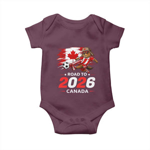 Proud Canada Soccer Beaver Baby Onesie Road To 2026 TS12 Maroon Print Your Wear