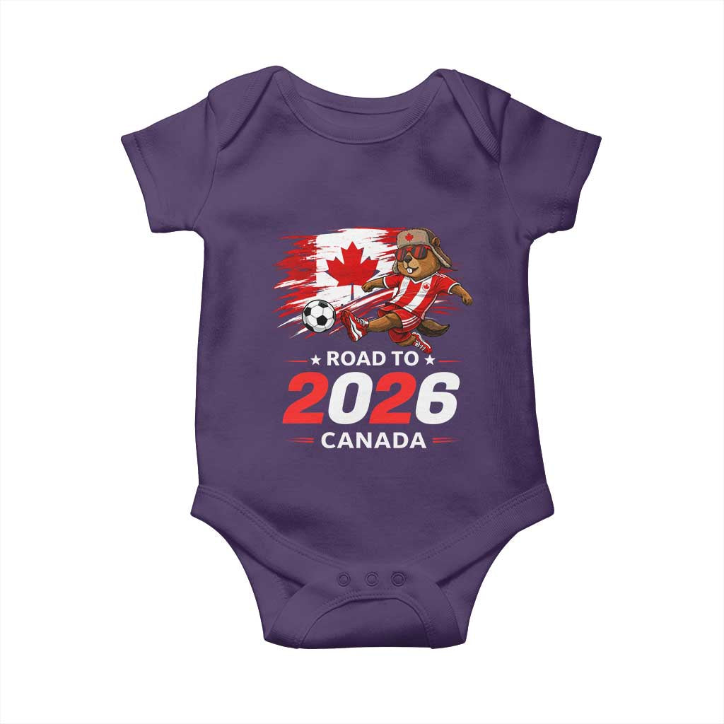 Proud Canada Soccer Beaver Baby Onesie Road To 2026 TS12 Purple Print Your Wear