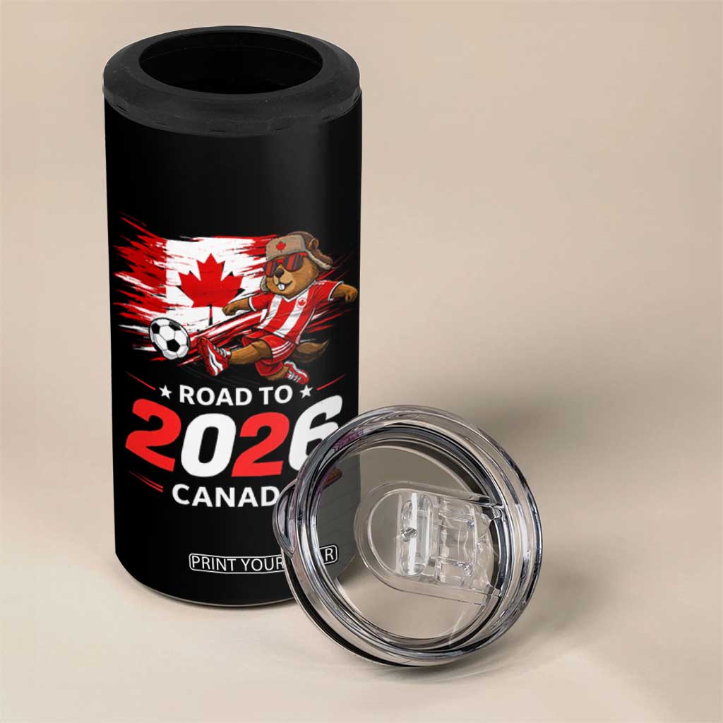 Proud Canada Soccer Beaver 4 in 1 Can Cooler Tumbler Road To 2026 TS12 Print Your Wear