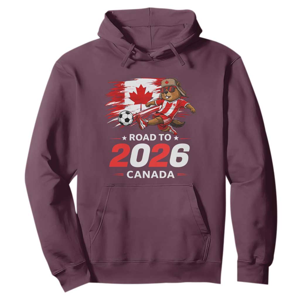 Proud Canada Soccer Beaver Hoodie Road To 2026 TS12 Maroon Print Your Wear