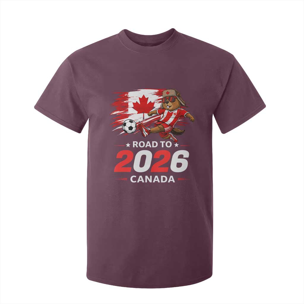 Proud Canada Soccer Beaver T Shirt For Kid Road To 2026 TS12 Maroon Print Your Wear