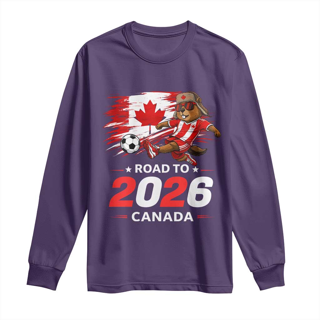 Proud Canada Soccer Beaver Long Sleeve Shirt Road To 2026 TS12 Purple Print Your Wear