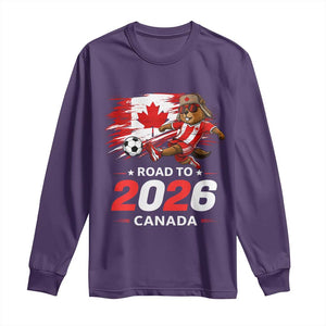 Proud Canada Soccer Beaver Long Sleeve Shirt Road To 2026 TS12 Purple Print Your Wear