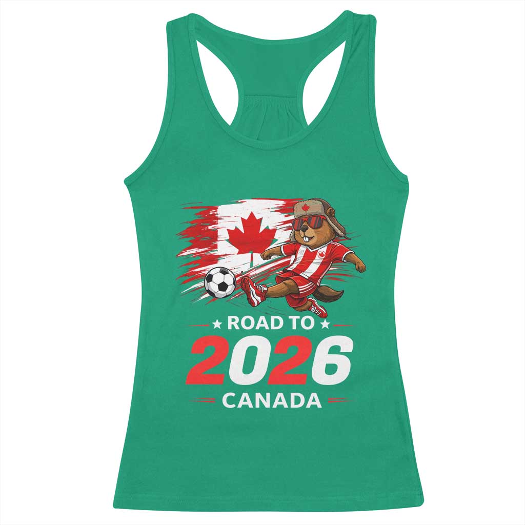 Proud Canada Soccer Beaver Racerback Tank Top Road To 2026 TS12 Irish Green Print Your Wear