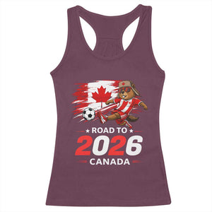 Proud Canada Soccer Beaver Racerback Tank Top Road To 2026 TS12 Maroon Print Your Wear