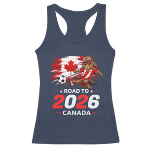 Proud Canada Soccer Beaver Racerback Tank Top Road To 2026 TS12 Navy Print Your Wear