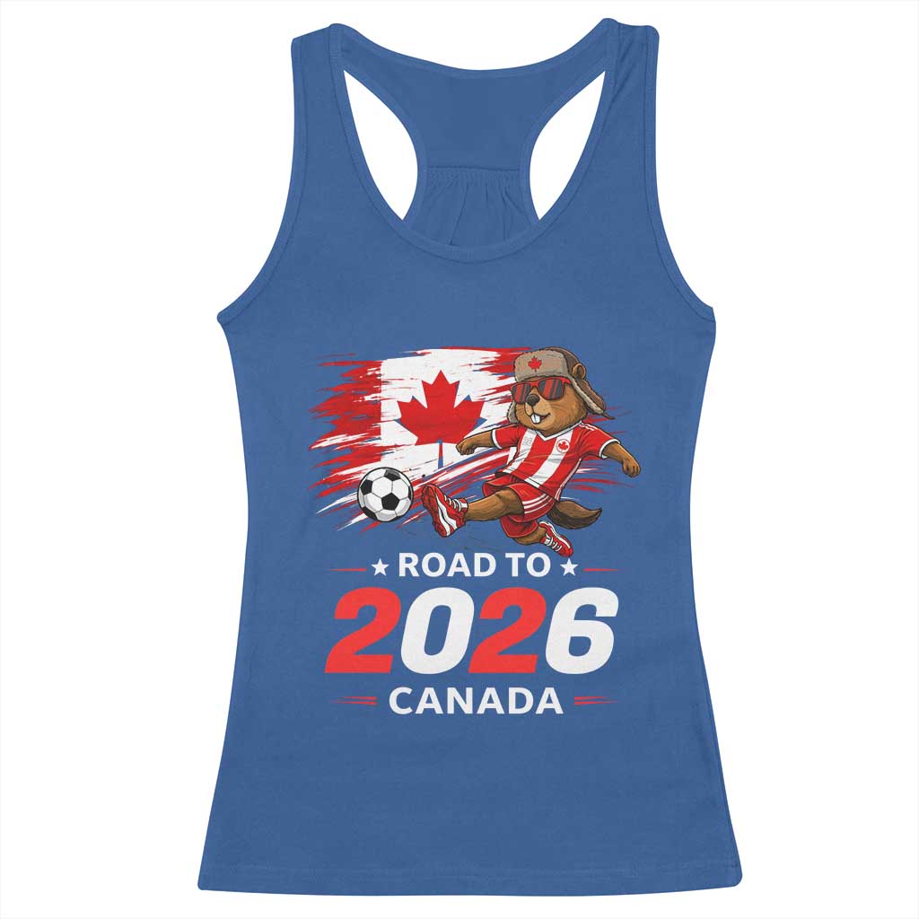 Proud Canada Soccer Beaver Racerback Tank Top Road To 2026 TS12 Royal Blue Print Your Wear