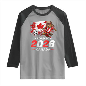 Proud Canada Soccer Beaver Raglan Shirt Road To 2026 TS12 Sport Gray Black Print Your Wear