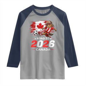 Proud Canada Soccer Beaver Raglan Shirt Road To 2026 TS12 Sport Gray Navy Print Your Wear