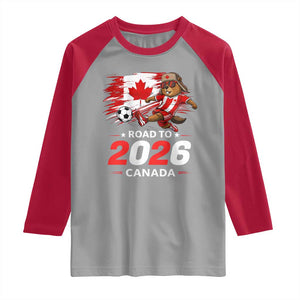 Proud Canada Soccer Beaver Raglan Shirt Road To 2026 TS12 Sport Gray Red Print Your Wear