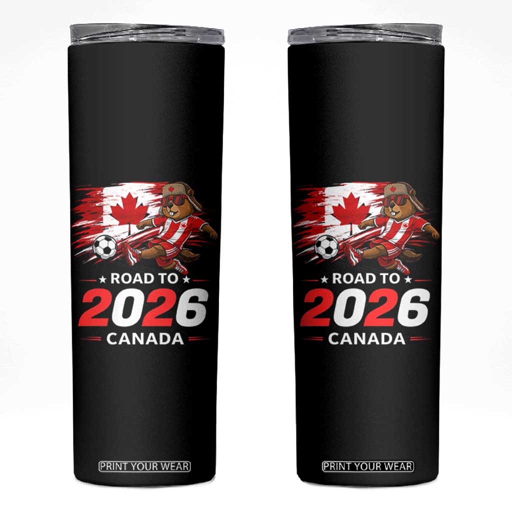 Proud Canada Soccer Beaver Skinny Tumbler Road To 2026 TS12 Black Print Your Wear