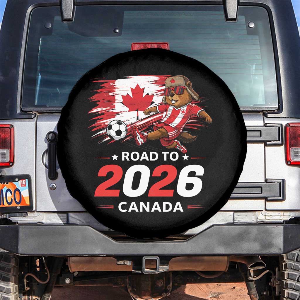 Proud Canada Soccer Beaver Spare Tire Cover Road To 2026 TS12 No hole Black Print Your Wear