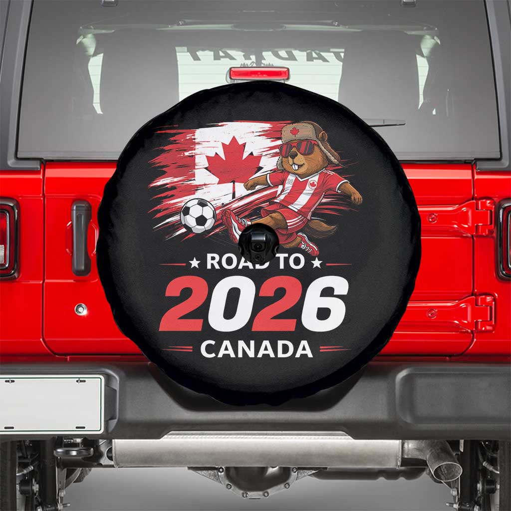 Proud Canada Soccer Beaver Spare Tire Cover Road To 2026 TS12 Black Print Your Wear