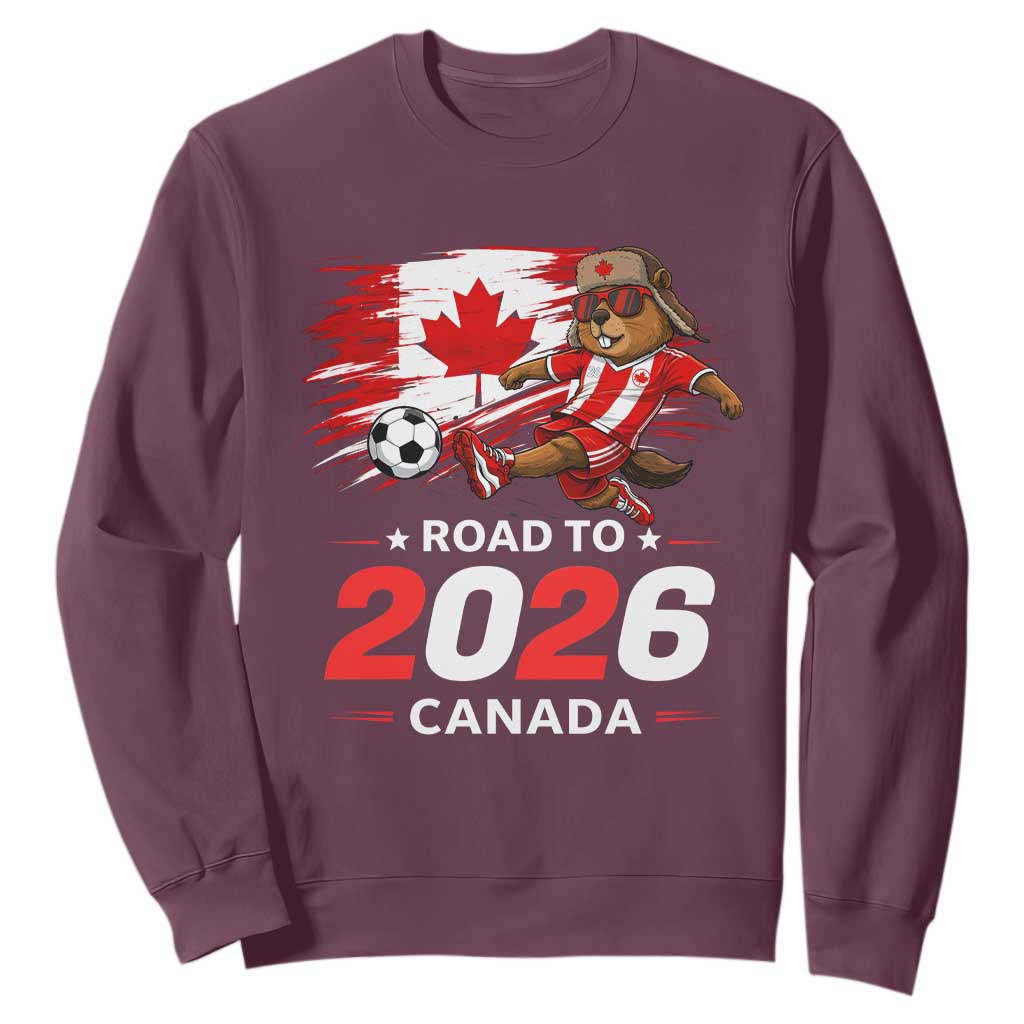 Proud Canada Soccer Beaver Sweatshirt Road To 2026 TS12 Maroon Print Your Wear